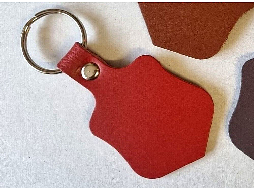 Red - Real Leather Key Fob - Shield